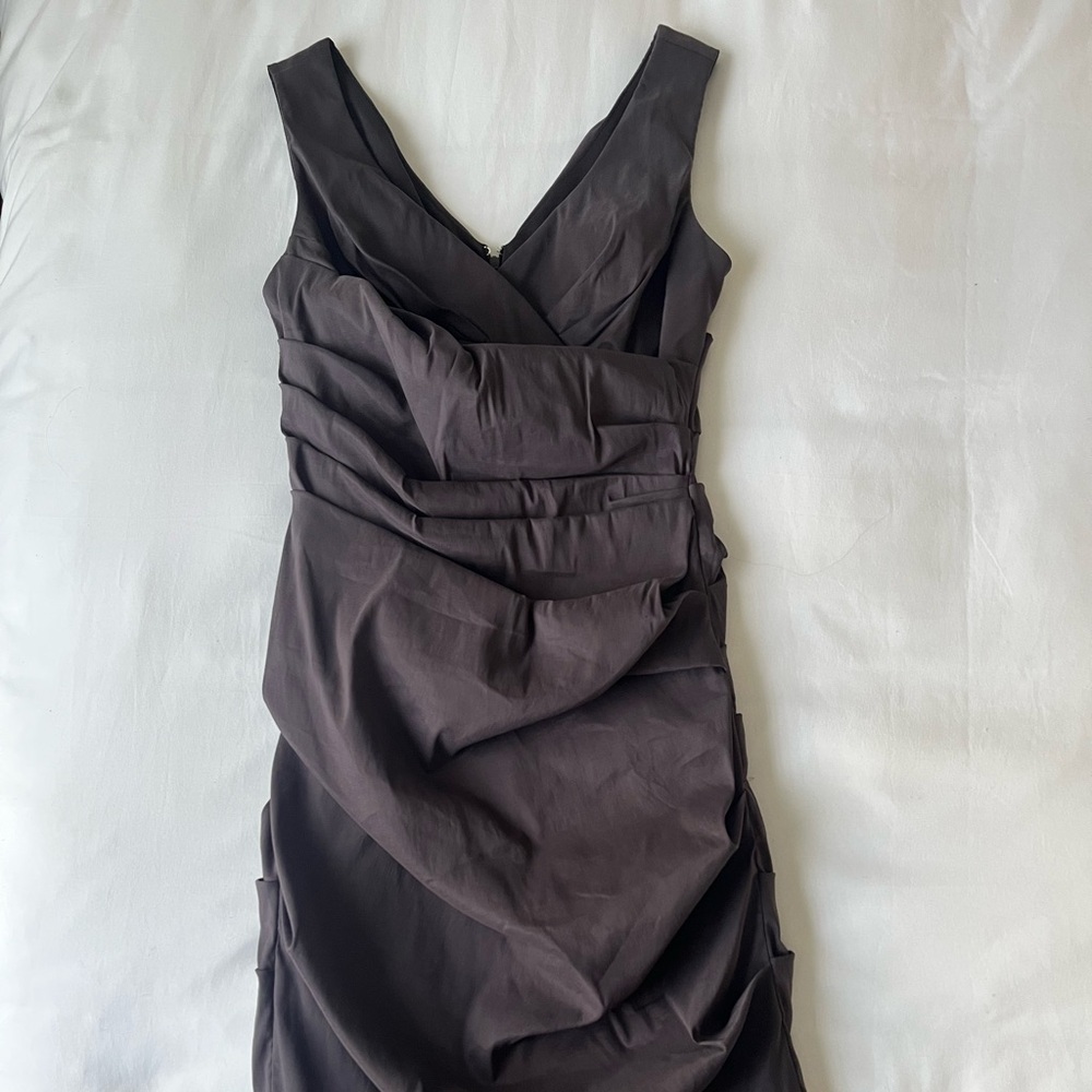 Chic Le Chateau Grey Ruched Dress - Form-Fitting & Flattering!
